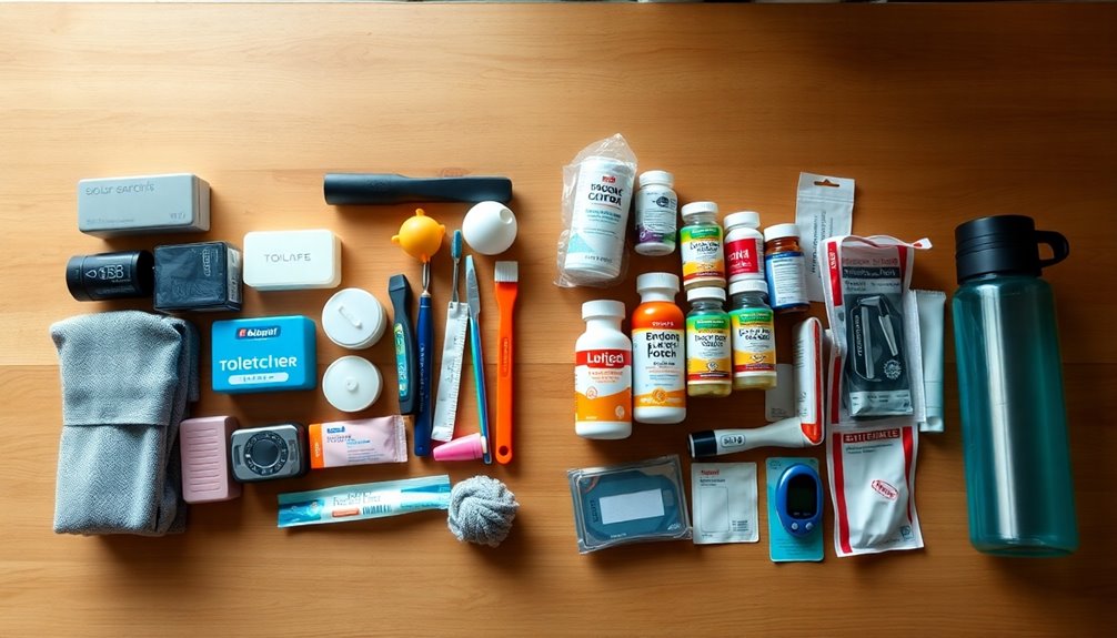 travel toiletries and medications